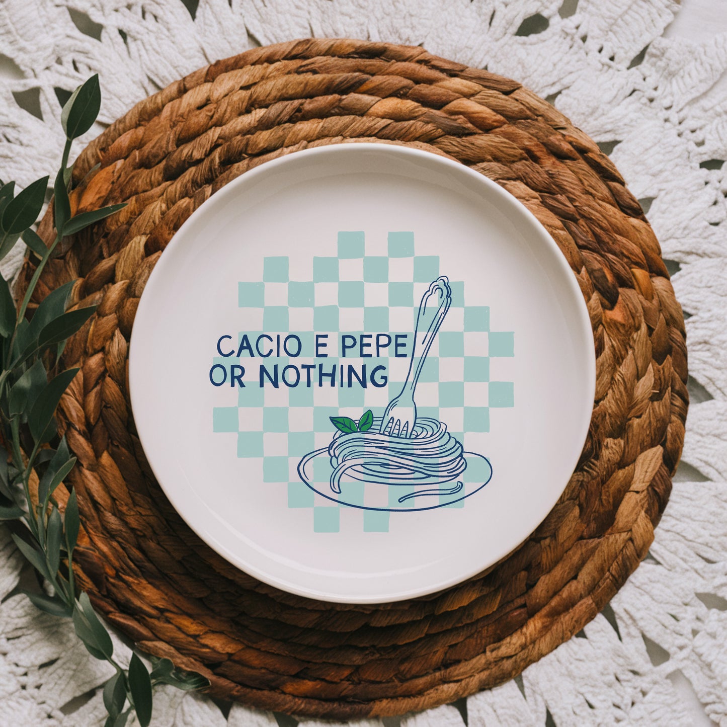 Cacio E Pepe or Nothing ceramic plate
