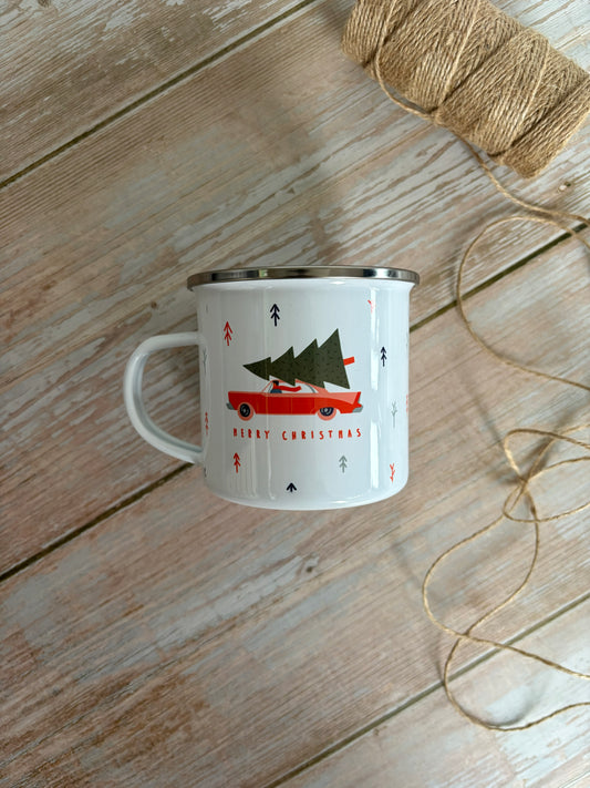 Driving home for Christmas Enamel Camping Mug