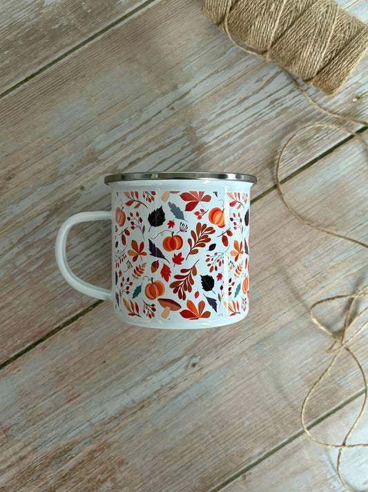 Autumn Leaves Enamel Camping Mug