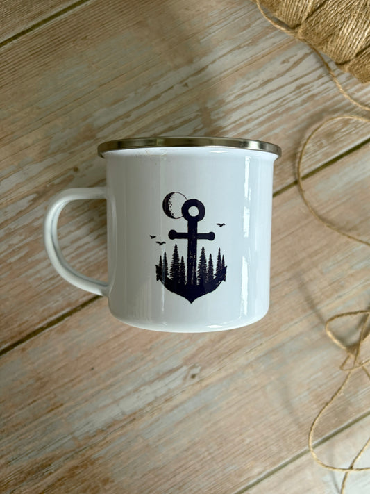 Moon Anchor Enamel Camping Mug