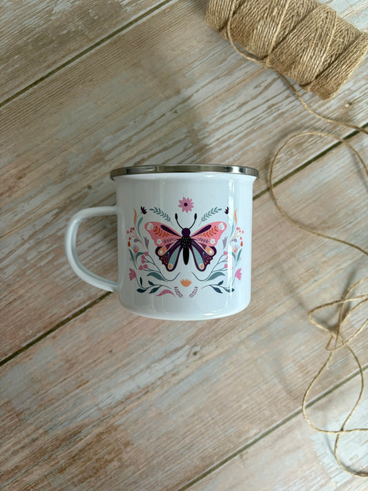 Butterfly Enamel Camping Mug