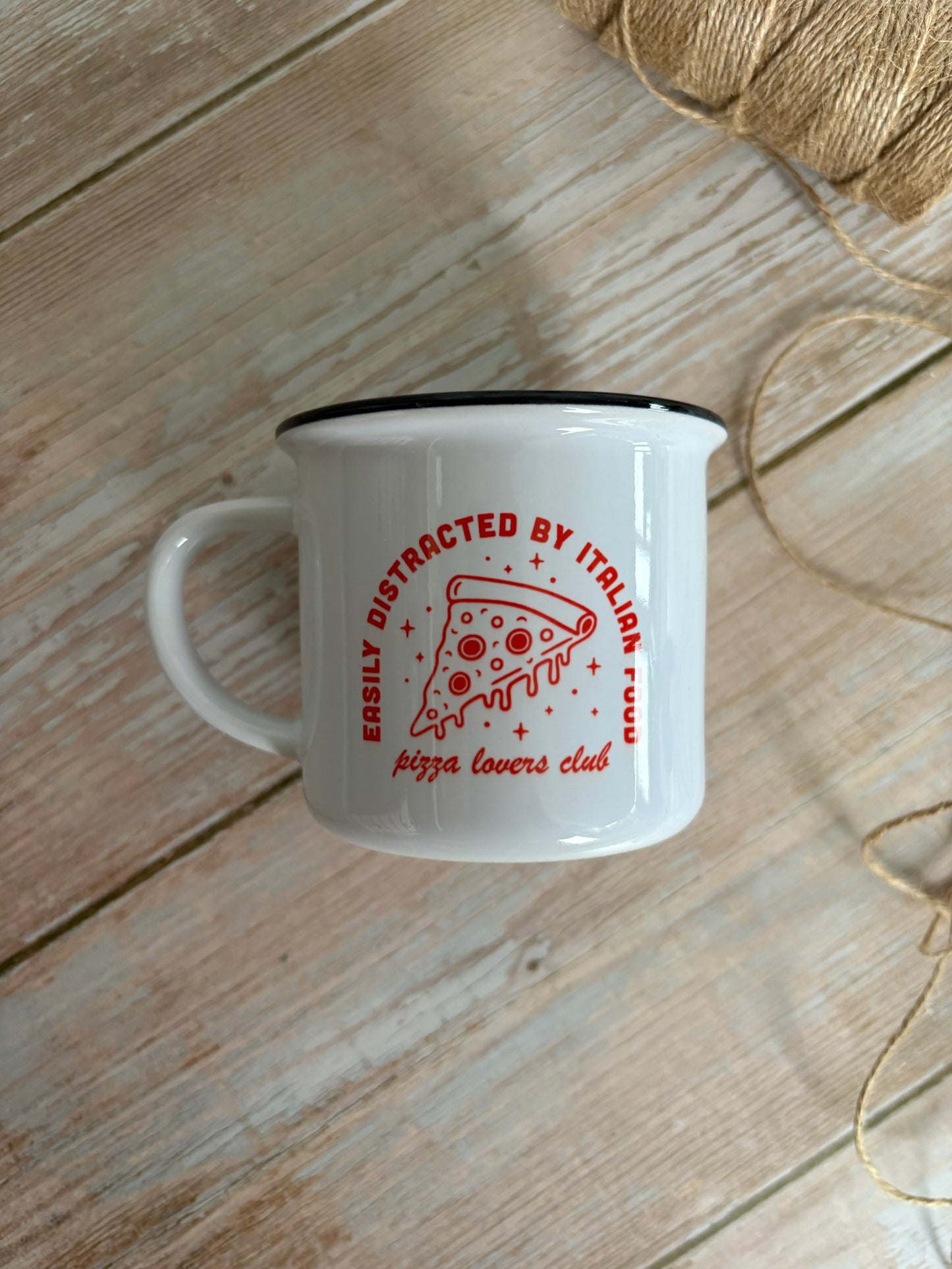 Easily distracted by Italian Food Ceramic Camping Mug
