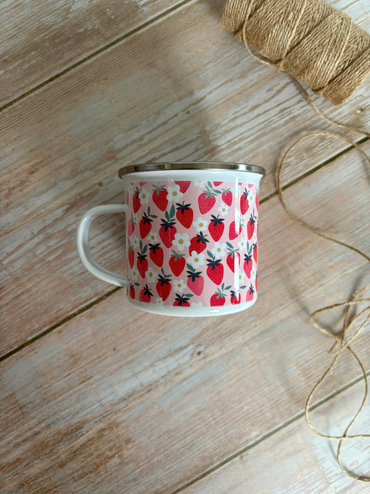 Strawberries Enamel Camping Mug