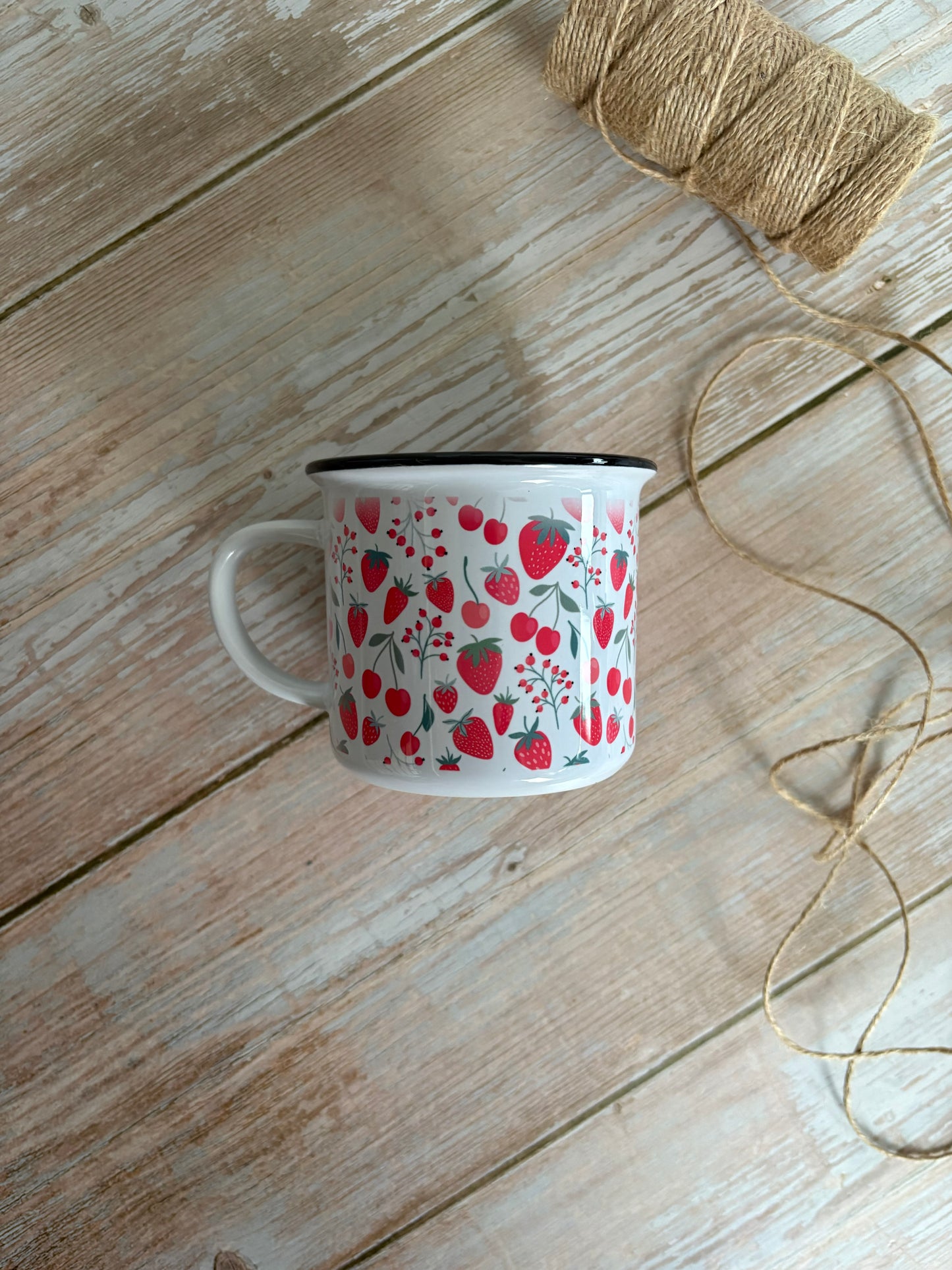 Strawberries Ceramic Camping Mug