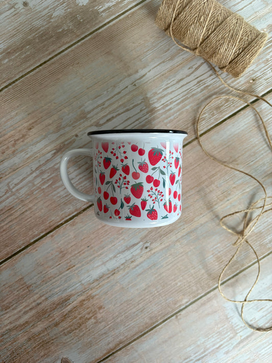 Strawberries Ceramic Camping Mug