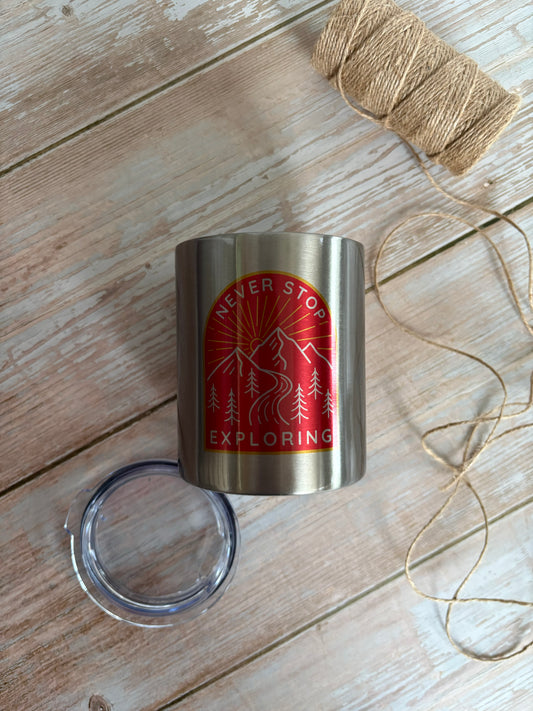 Never stop exploring Stainless Steel Travel Tumbler