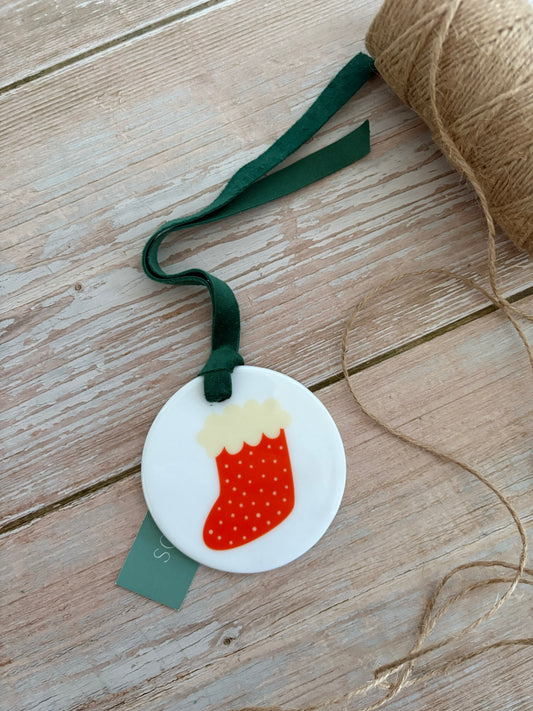 Christmas Stocking Ceramic Ornament
