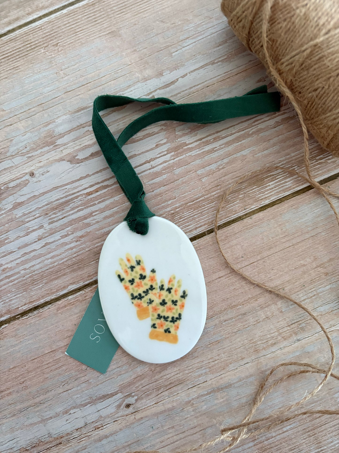 Gardening Gloves Ceramic Ornament