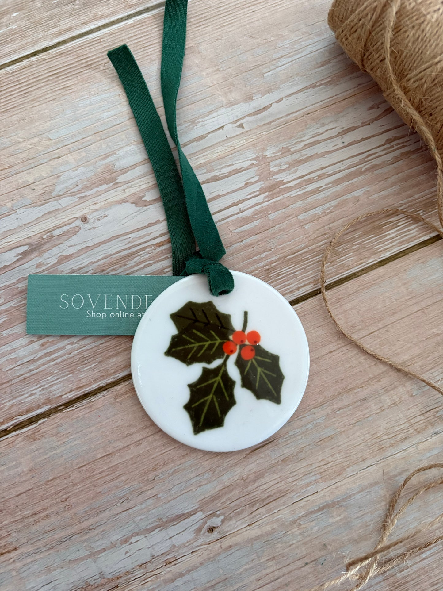 Holly Ceramic Ornament