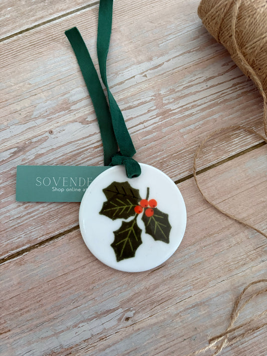 Holly Ceramic Ornament