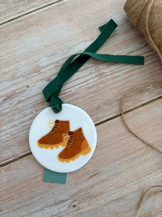 Hiking boots Ceramic Ornament