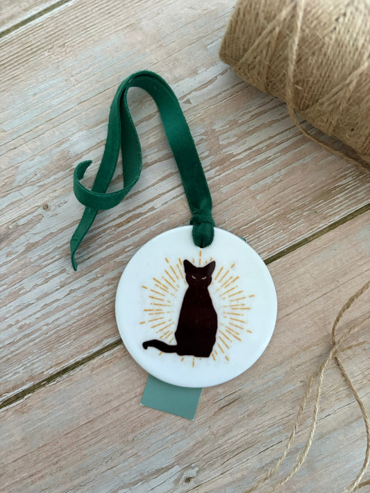 Black Cat Ceramic Ornament
