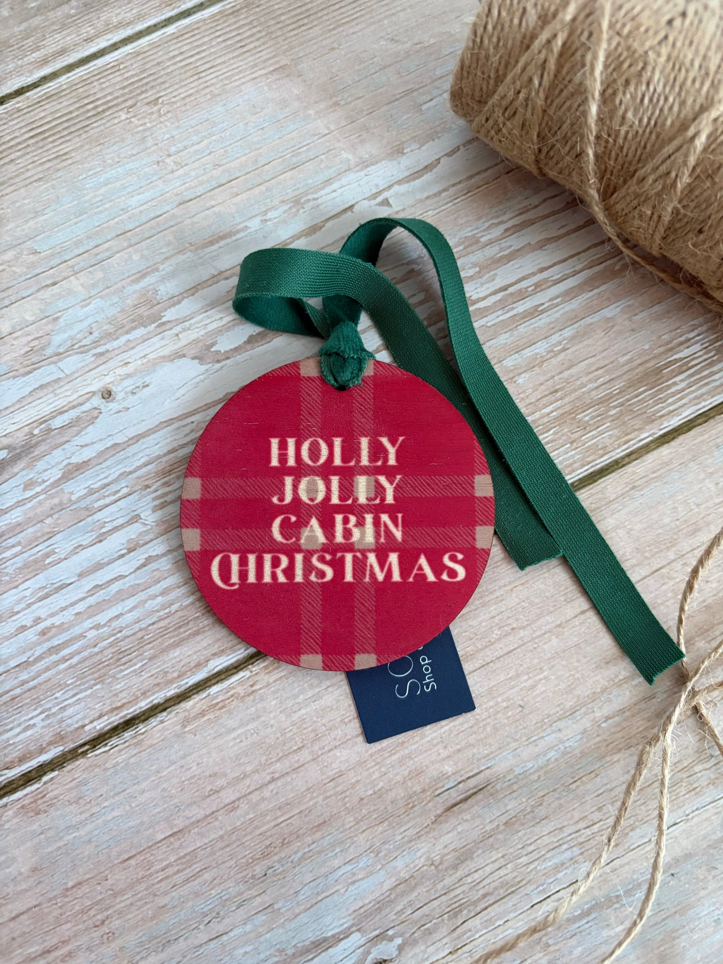 Holly Jolly Cabin Christmas Wooden Ornament