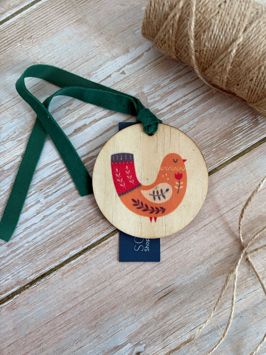 Partridge Wooden Ornament