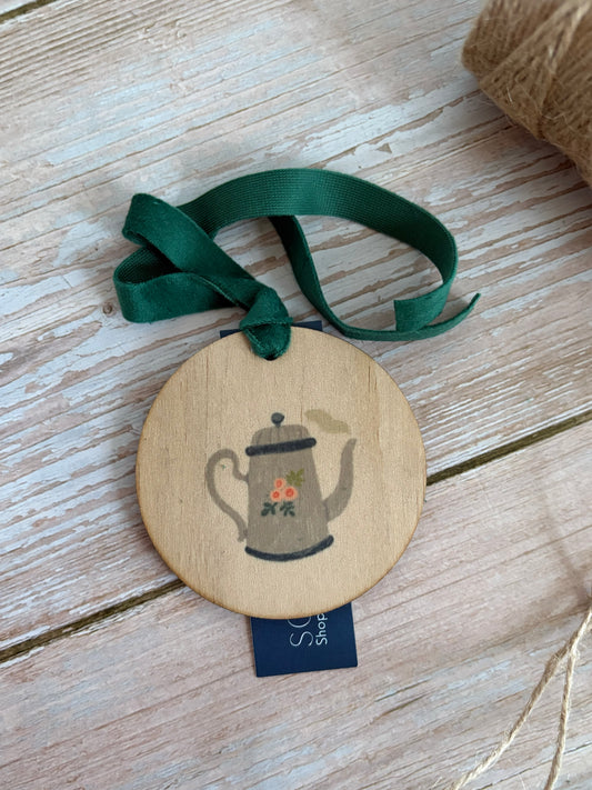 Teapot Wooden Ornament