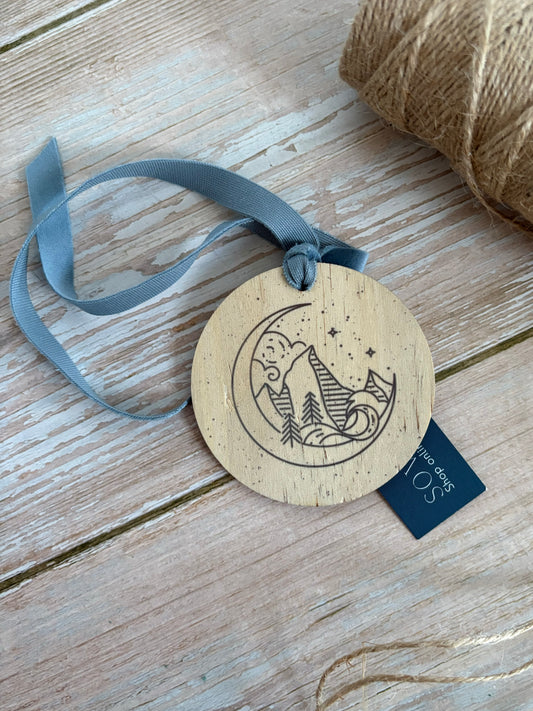 Mountains in the moon Wooden Ornament
