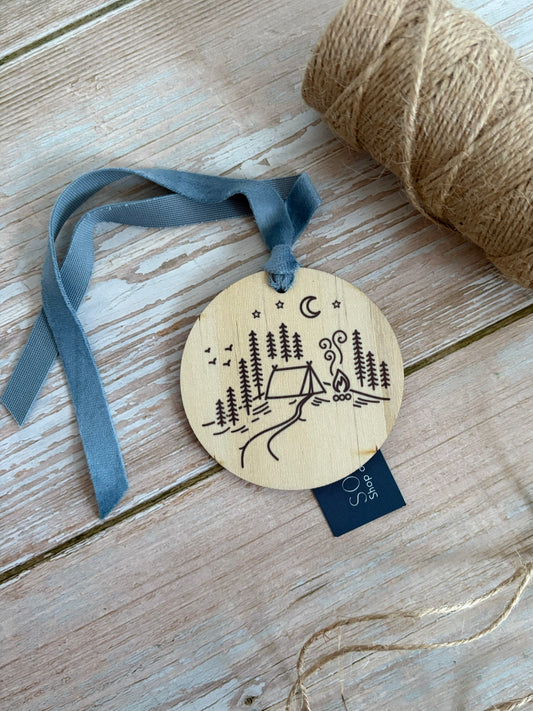 Let's go camping Wooden Ornament