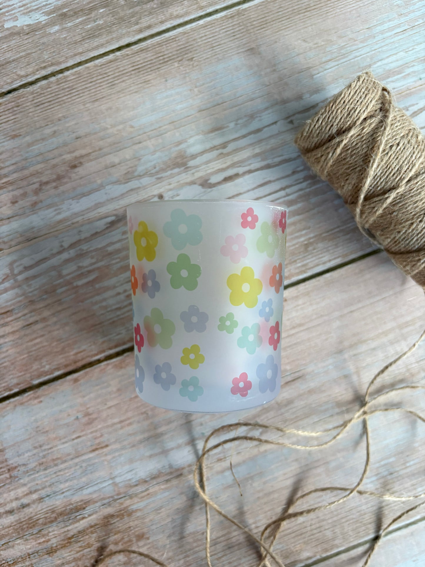 Daisies Glass Votive