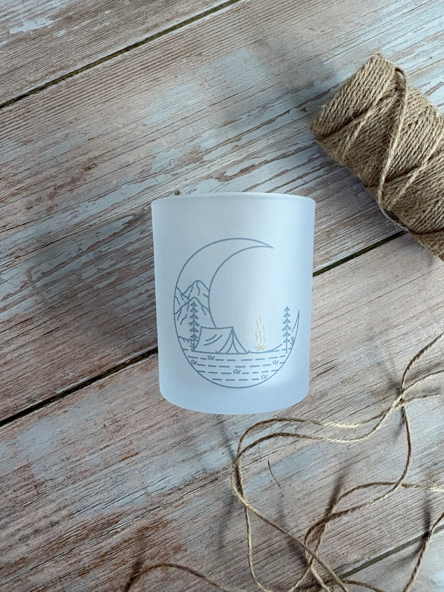 Let's go camping Glass Votive