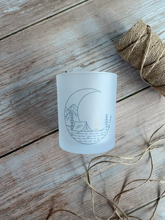 Let's go camping Glass Votive