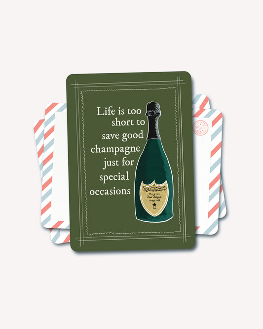 Life is too good to save save good champahne Postcard