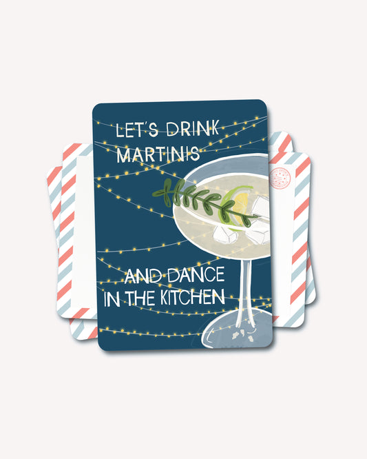 Let's drink Martinis and dance in the kitchen Postcard