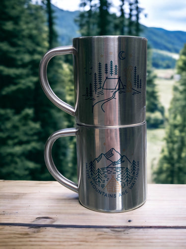 Into the woods - Set of two stainless steel camping mugs