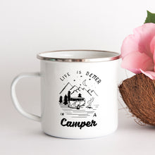 Load image into Gallery viewer, Life is better in a camper - Enamel Mug - Sovende Bjorn