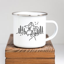 Load image into Gallery viewer, Mountain Campsite - Enamel Mug - Sovende Bjorn