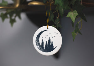 Forest Moon Ceramic Ornament
