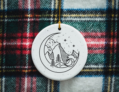 Mountains in the Moon Ceramic Ornament