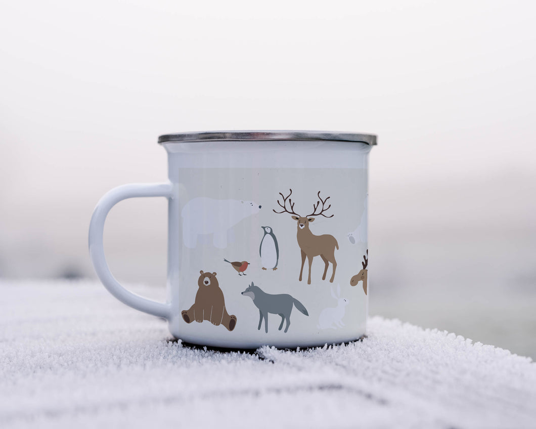 Folky Wintertime Christmas Enamel Mug