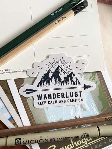 Wanderlust Keep Calm & Camp On Sticker